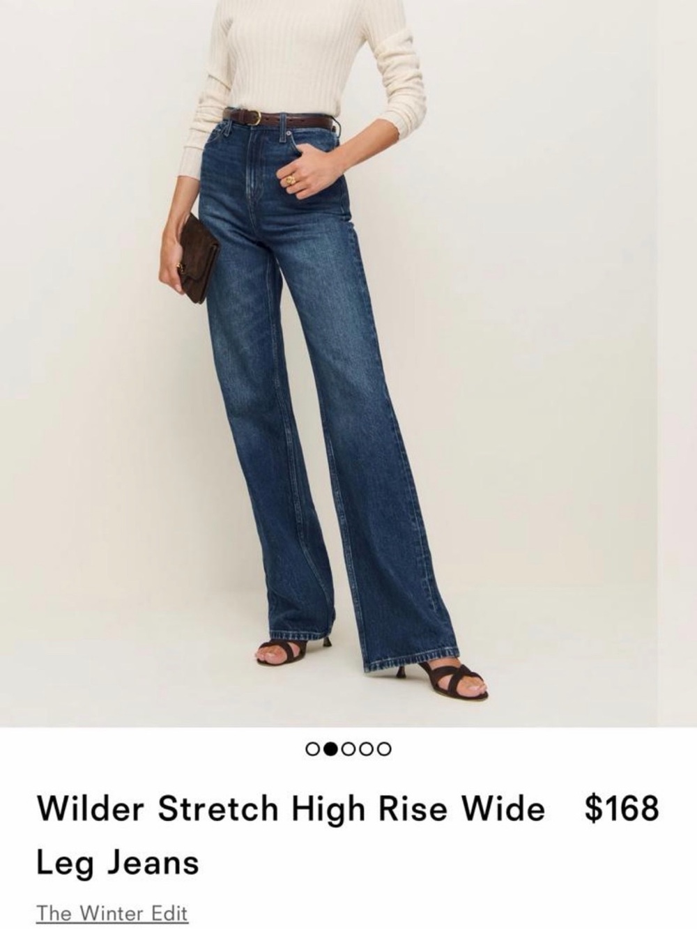 Reformation High-Rise Wide Leg Jeans - Dark Blue